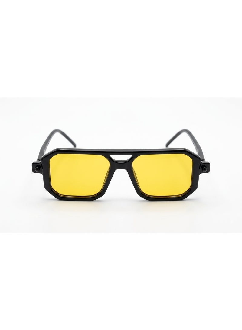 Vintage Double-Bridge Sunglasses with Tinted Yellow Lenses - Image 5