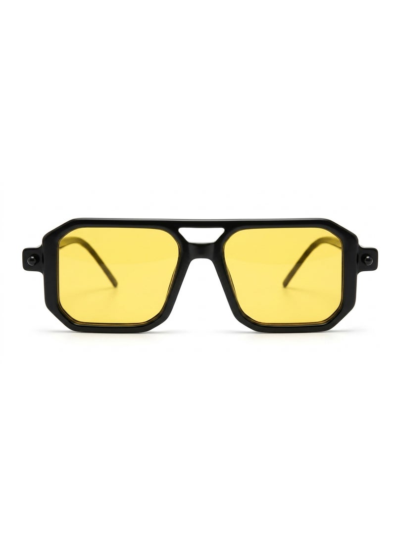 Vintage Double-Bridge Sunglasses with Tinted Yellow Lenses - Image 2