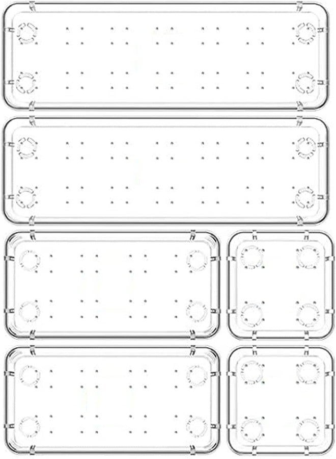 Muzztech Pack Of 6 Pcs Acrylic Cosmetics Drawer Organizer Storage Bins For Kitchen, Office, Bathroom, Makeup Organiser - Image 1
