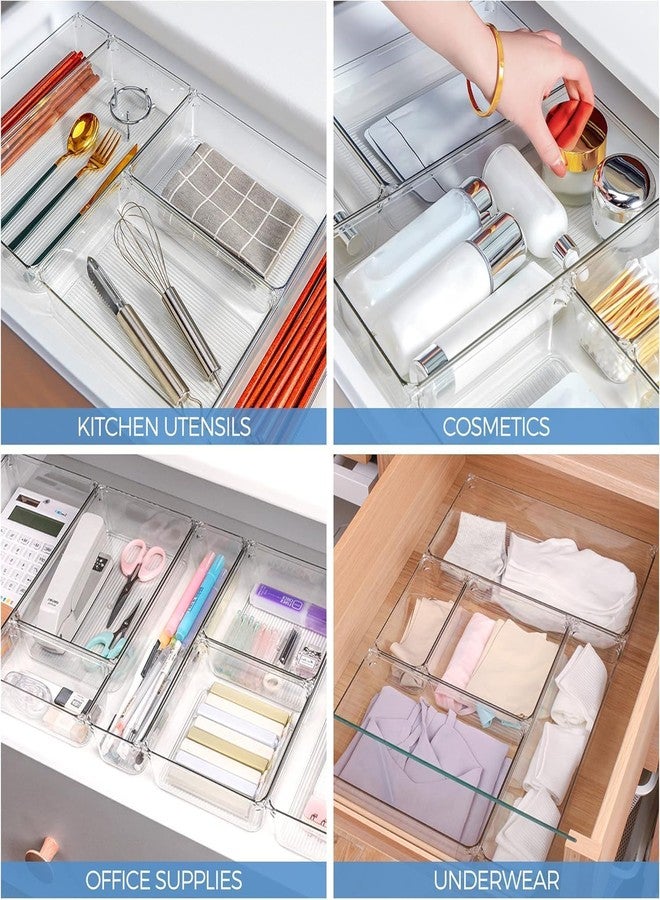 Muzztech Pack Of 6 Pcs Acrylic Cosmetics Drawer Organizer Storage Bins For Kitchen, Office, Bathroom, Makeup Organiser - Image 5
