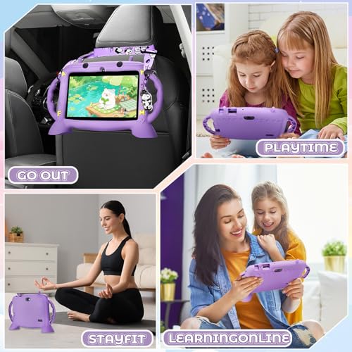 MengDash Kids Tablet, 7 inch Tablet for Kids 2-10, Educational Learning Toddler Tablet Android 11, 3GB RAM+32GB ROM Storage, Google Play YouTube, Baby Girl boy Present（Purple） - Image 5