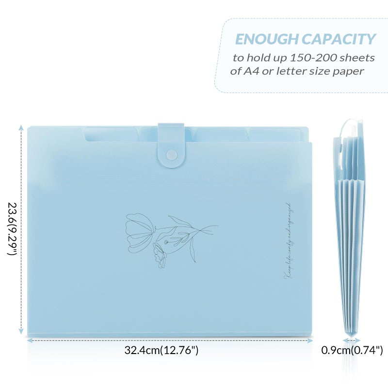 SKYDUE Expanding File Organizer with 5 Pockets, Accordion File Folders with Labels, Portable Document Paper Bill Receipt Organizer, Home College School Office Supplies, Letter Size,Babyblue - Image 3