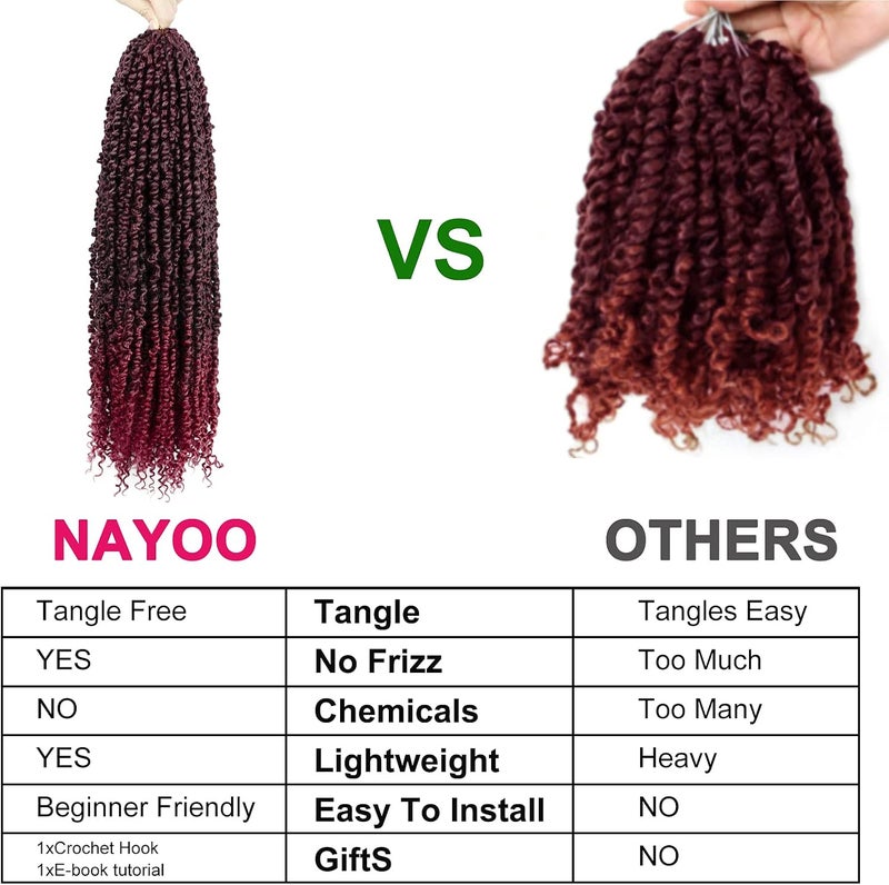NAYOO Passion Twist Hair - 8 Packs 24 Inch Passion Twist Crochet Hair For Black Women, Crochet Pretwisted Curly Hair Passion Twists Synthetic Braiding Hair Extensions (24 Inch 8 Packs, TBUG) - Image 5