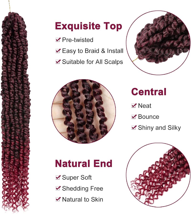 NAYOO Passion Twist Hair - 8 Packs 24 Inch Passion Twist Crochet Hair For Black Women, Crochet Pretwisted Curly Hair Passion Twists Synthetic Braiding Hair Extensions (24 Inch 8 Packs, TBUG) - Image 3