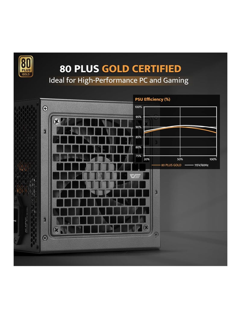 دارك فلاش - Darkflash PMT850 ATX12V 3.1 850W مصدر طاقة وحدات كامل، شهادة 80 Plus Gold، PCIe 5.0 جاهز، مروحة تبريد صامتة 12 سم، 4 * موصلات SATA، موصل 12VHPWR PCIe 5.1، 2 * PCIe 6+2 موصل PSU - Image 1