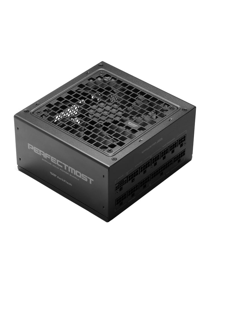 دارك فلاش - Darkflash PMT850 ATX12V 3.1 850W مصدر طاقة وحدات كامل، شهادة 80 Plus Gold، PCIe 5.0 جاهز، مروحة تبريد صامتة 12 سم، 4 * موصلات SATA، موصل 12VHPWR PCIe 5.1، 2 * PCIe 6+2 موصل PSU - Image 1