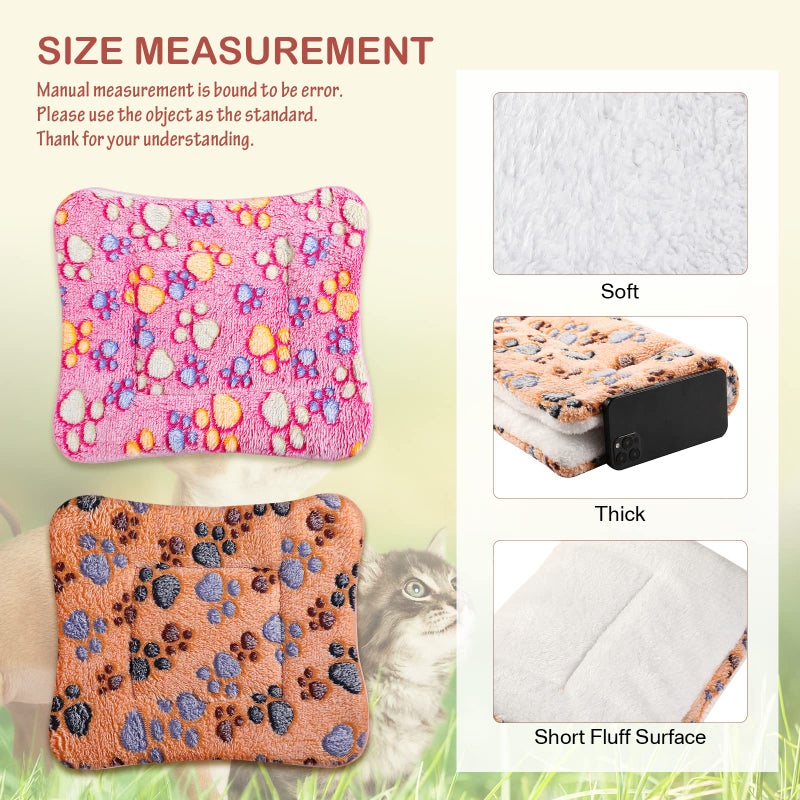 Tuanse 4 Pack Ultra Soft Dog Cat Bed Mat Small Animal Guinea Pig Bed with Cute Print Reversible Fleece Dog Crate Kennel Pad Cozy Washable Thickened Hamster Pet Beds Mat(13 x 19 Inches,Vivid Color) - Image 4