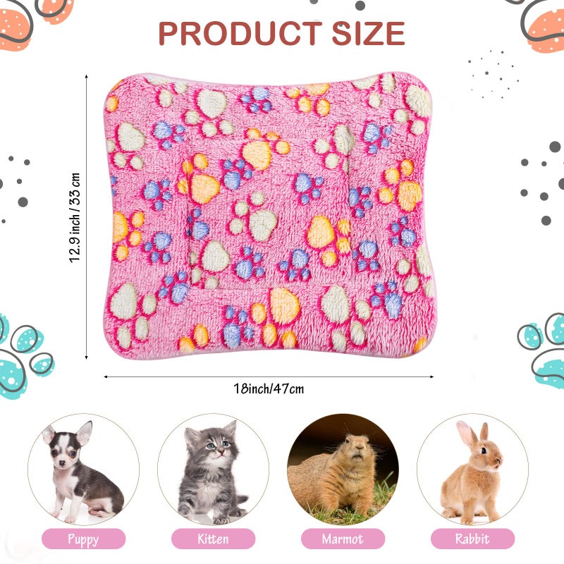 Tuanse 4 Pack Ultra Soft Dog Cat Bed Mat Small Animal Guinea Pig Bed with Cute Print Reversible Fleece Dog Crate Kennel Pad Cozy Washable Thickened Hamster Pet Beds Mat(13 x 19 Inches,Vivid Color) - Image 2
