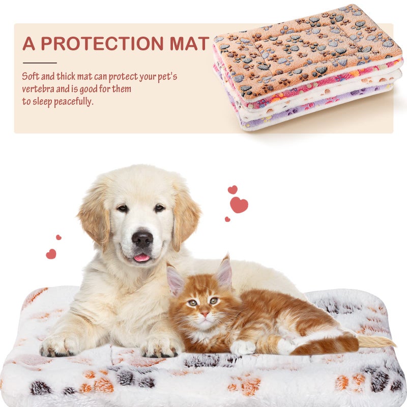 Tuanse 4 Pack Ultra Soft Dog Cat Bed Mat Small Animal Guinea Pig Bed with Cute Print Reversible Fleece Dog Crate Kennel Pad Cozy Washable Thickened Hamster Pet Beds Mat(13 x 19 Inches,Vivid Color) - Image 3