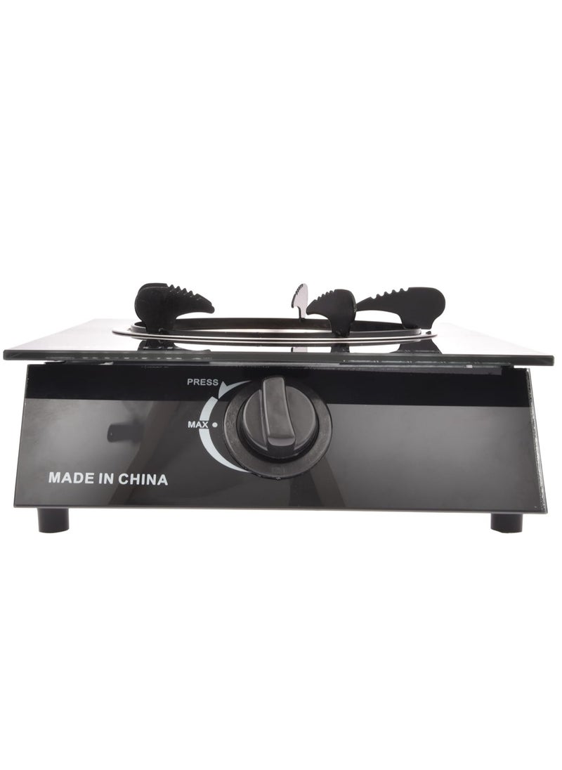 REFURA Single Burner Gas Stove Glass Top Black RE-8012  - Image 3