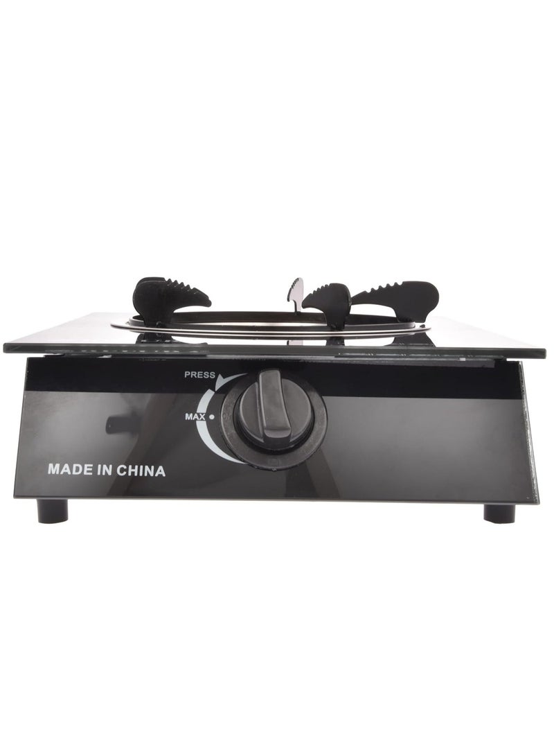 REFURA Single Burner Gas Stove Glass Top Black RE-8012 - Image 4
