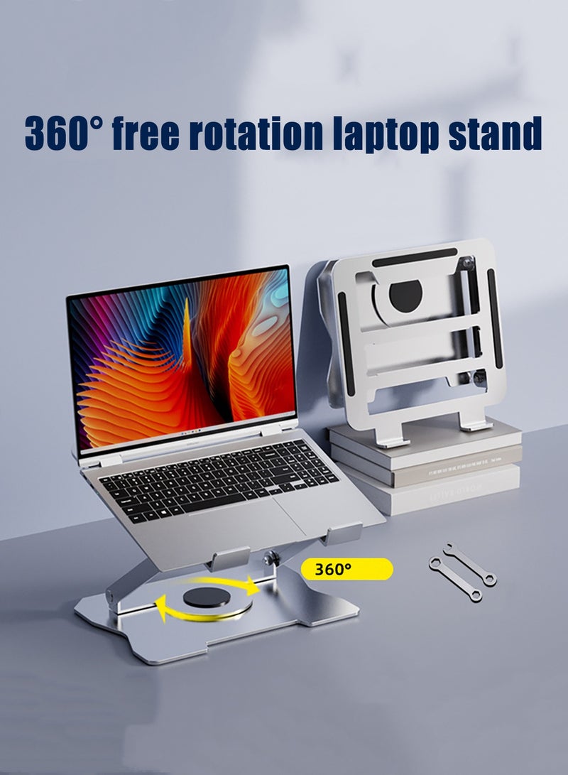 هيروكس حامل كمبيوتر محمول قابل للتعديل للمكتب، حامل مريح مع قاعدة دوارة 360 درجة، حامل كمبيوتر محمول قابل للطي، متوافق مع أجهزة MacBook Air Pro وDell XPS وأجهزة الكمبيوتر المحمولة الأخرى مقاس 10-17 بوصة - Image 4