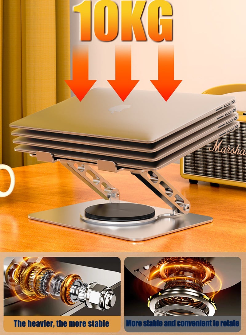 هيروكس حامل كمبيوتر محمول قابل للتعديل للمكتب، حامل مريح مع قاعدة دوارة 360 درجة، حامل كمبيوتر محمول قابل للطي، متوافق مع أجهزة MacBook Air Pro وDell XPS وأجهزة الكمبيوتر المحمولة الأخرى مقاس 10-17 بوصة - Image 5