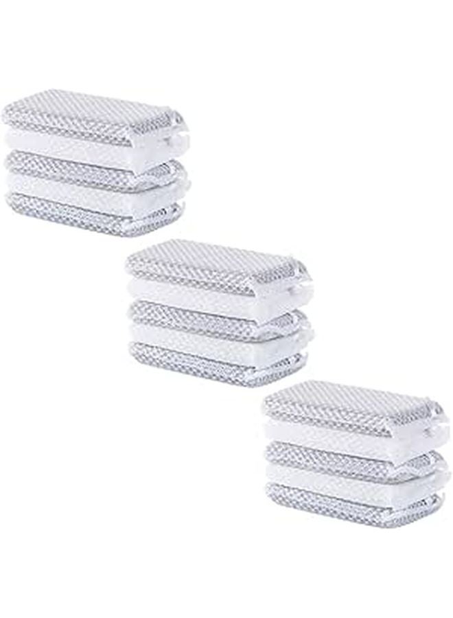 Non Scratch Diamond Mesh Scrub Sponge Pads 15 Pack Gray White For Kitchen Dishwashing - Image 1