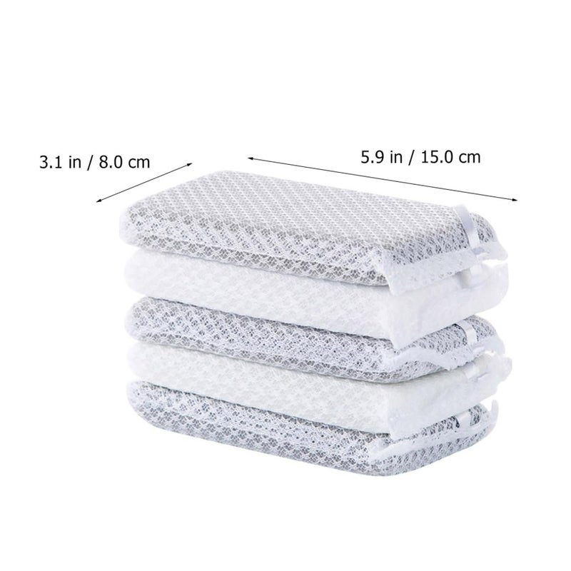 Non Scratch Diamond Mesh Scrub Sponge Pads 15 Pack Gray White For Kitchen Dishwashing - Image 3