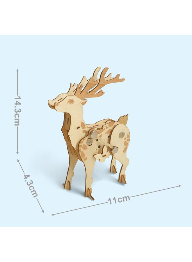 Wooden Scientific Practice 3D 3D Diy Handmade Creative Winding Walking Animal Dinosaur Model Assembled Toy-Color:Rhinoceros - Image 5