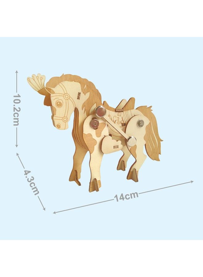 Wooden Scientific Practice 3D 3D Diy Handmade Creative Winding Walking Animal Dinosaur Model Assembled Toy-Color:Rhinoceros - Image 4