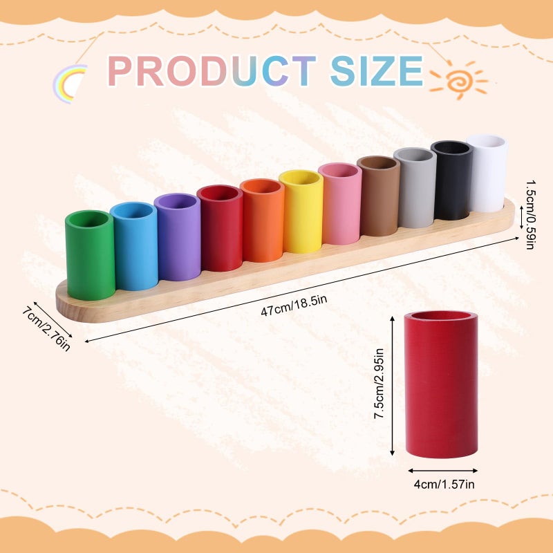 Diegimr Wooden Colored Pencil Holder, Montessori Crayon Organizer 11 Movable Compartments Pen Cups Holder Creative Crayon Storage Organizer Marker Holder for Kids Desk Office Home School Supply - Image 2