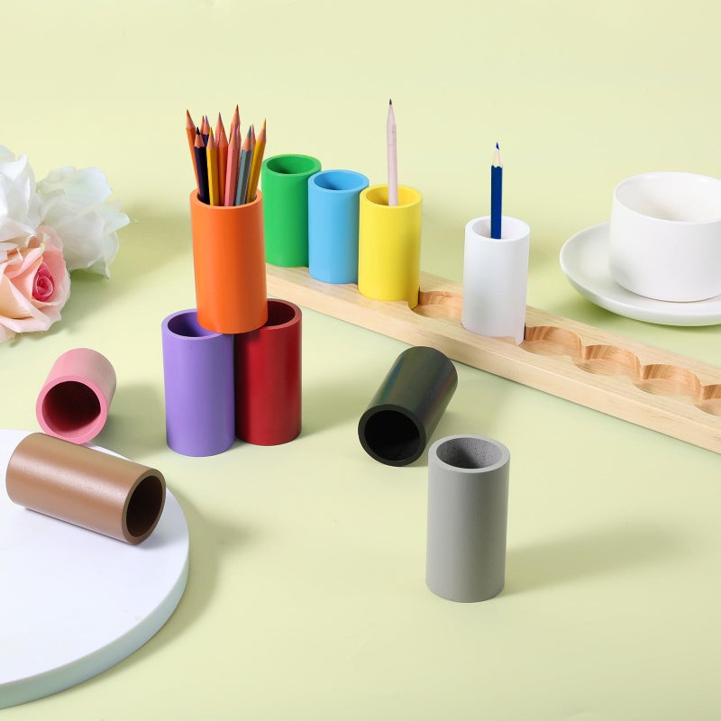 Diegimr Wooden Colored Pencil Holder, Montessori Crayon Organizer 11 Movable Compartments Pen Cups Holder Creative Crayon Storage Organizer Marker Holder for Kids Desk Office Home School Supply - Image 3