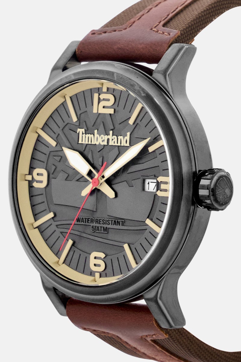 Timberland Men TDWGN0029104 Leather Analog Watch 45 mm, Brown  - Image 3
