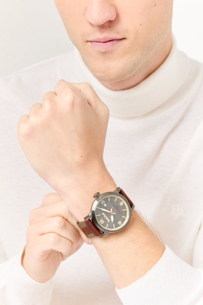 Timberland Men TDWGN0029104 Leather Analog Watch 45 mm, Brown  - Image 2