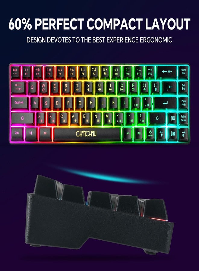 CHONCHOW 60% Gaming Keyboard and Mouse Combo, 68 Keys Wired LED RGB Backlit Black Gaming Keyboard and RGB Backlit Mouse, Small Light up Keyboard for PC Xbox PS4 (Black) - Image 4