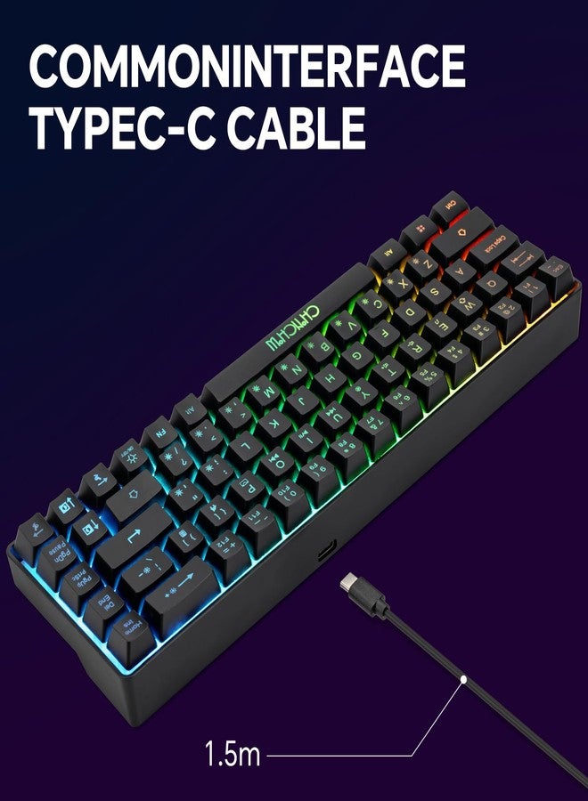 CHONCHOW 60% Gaming Keyboard and Mouse Combo, 68 Keys Wired LED RGB Backlit Black Gaming Keyboard and RGB Backlit Mouse, Small Light up Keyboard for PC Xbox PS4 (Black) - Image 5