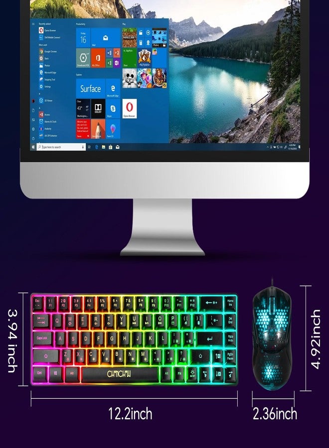 CHONCHOW 60% Gaming Keyboard and Mouse Combo, 68 Keys Wired LED RGB Backlit Black Gaming Keyboard and RGB Backlit Mouse, Small Light up Keyboard for PC Xbox PS4 (Black) - Image 2