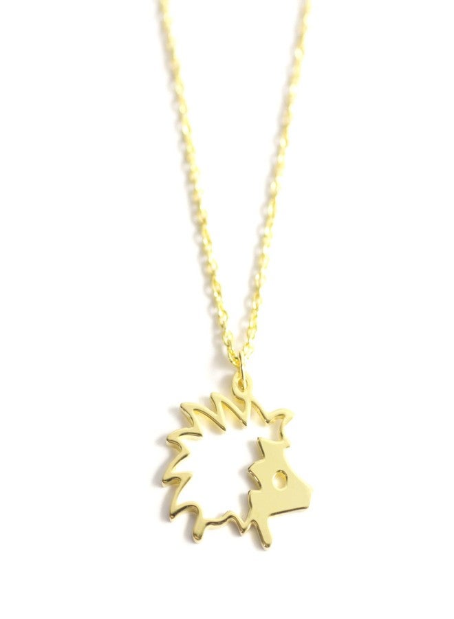 Deidreamers Daidreamers 925 Sterling Silver Hedgehog Pendant Necklace (14k Gold on silver) - Image 1
