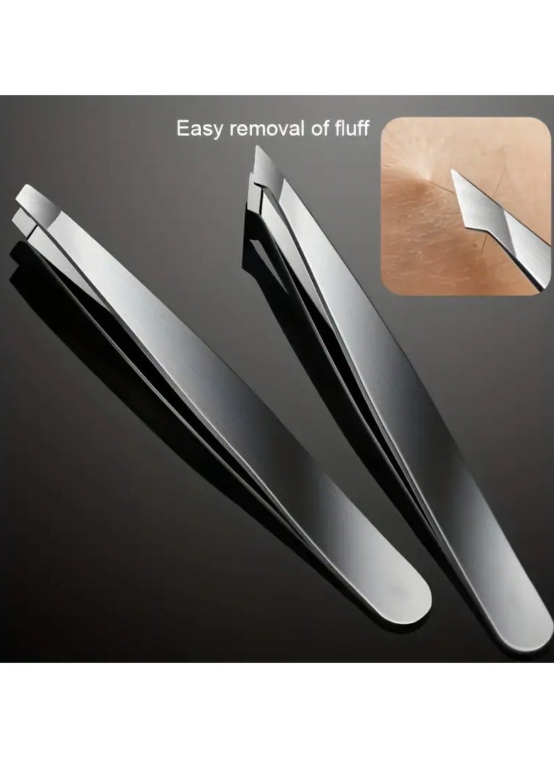LANGMANNI - [Popular Choice] 4pcs Professional Tweezers Set for Eyebrow, Splinter & Ingrown Hair Removal - Includes Storage Bag, Ideal for Men & Women, Hair Removal - Image 1