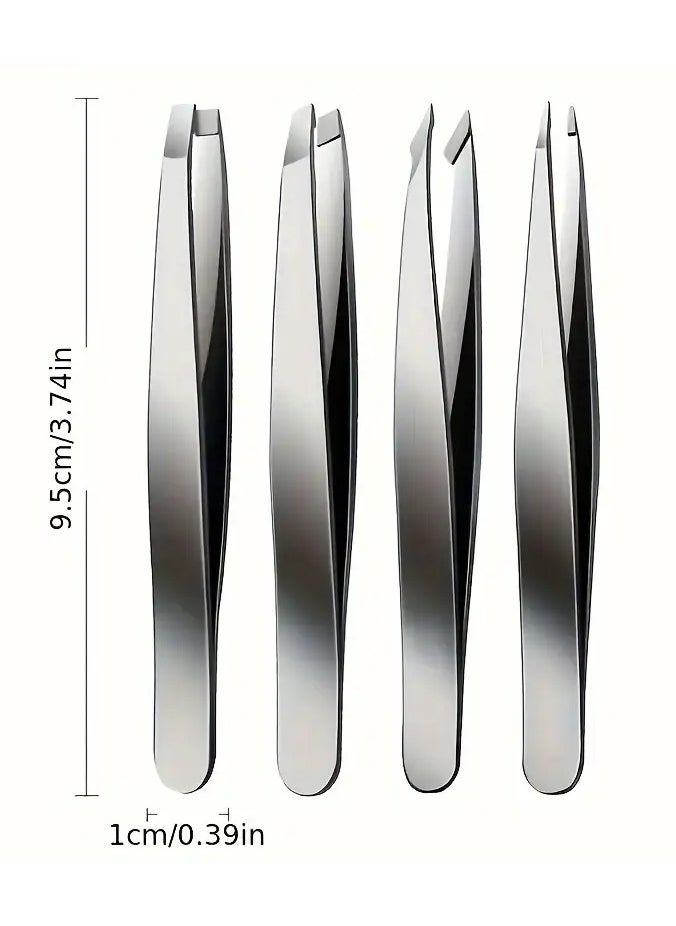 LANGMANNI - [Popular Choice] 4pcs Professional Tweezers Set for Eyebrow, Splinter & Ingrown Hair Removal - Includes Storage Bag, Ideal for Men & Women, Hair Removal - Image 1