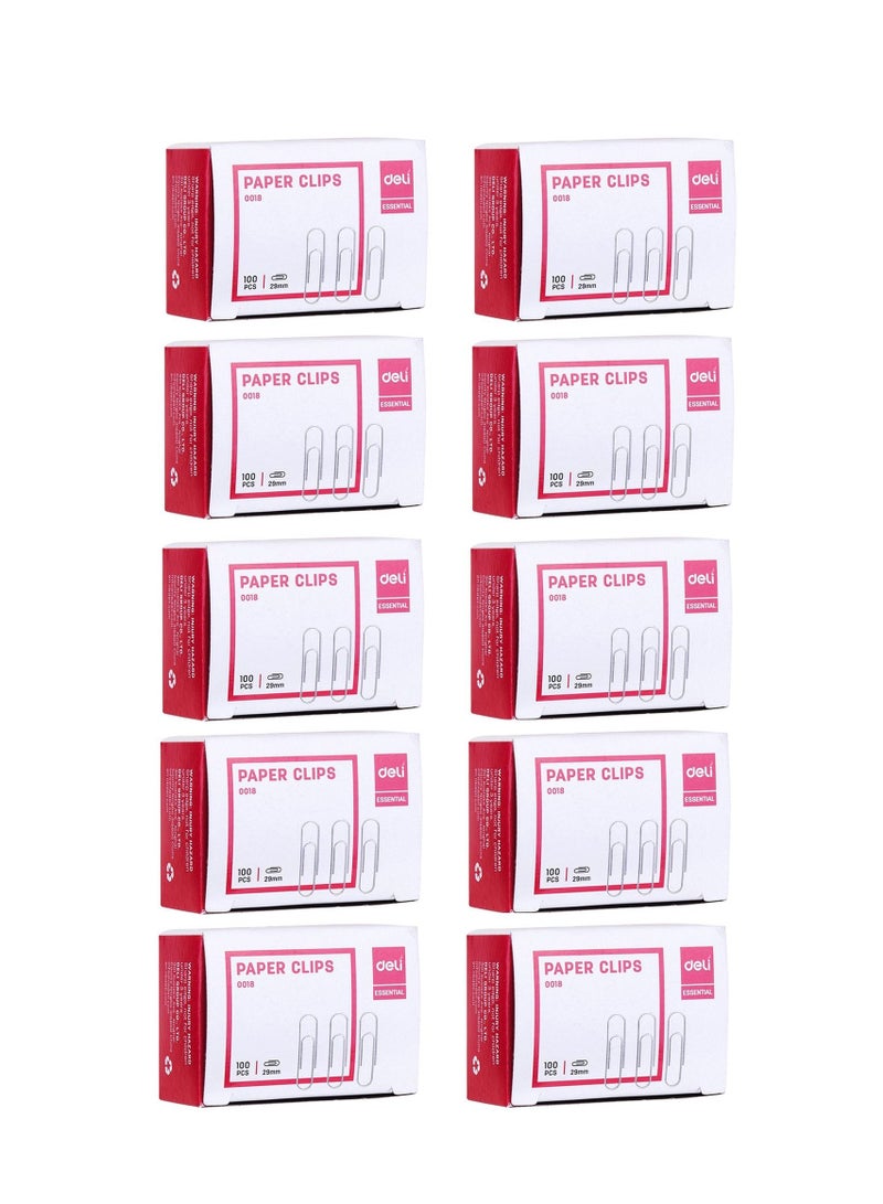 Deli 10-Pack Paper Clip Set Silver - Image 1