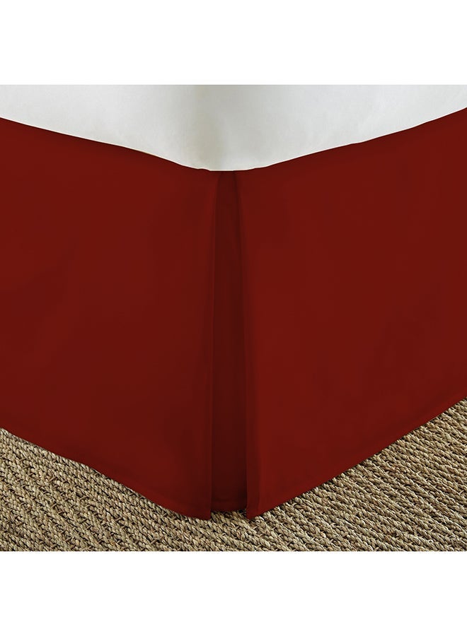 NIBEMINENT Solid Pleated Bed Skirt Satin Burgundy - Image 1