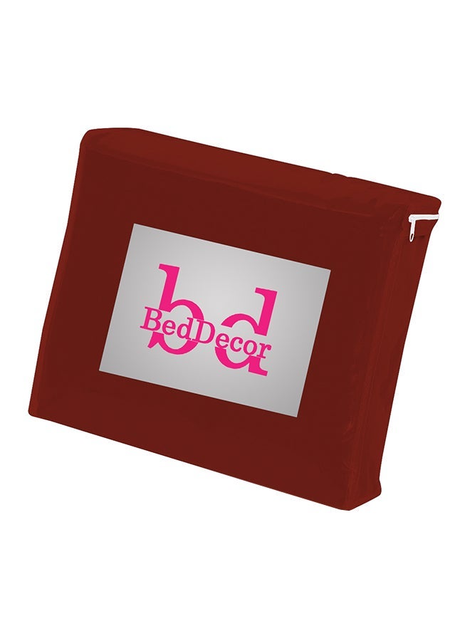 NIBEMINENT Solid Pleated Bed Skirt Satin Burgundy - Image 3