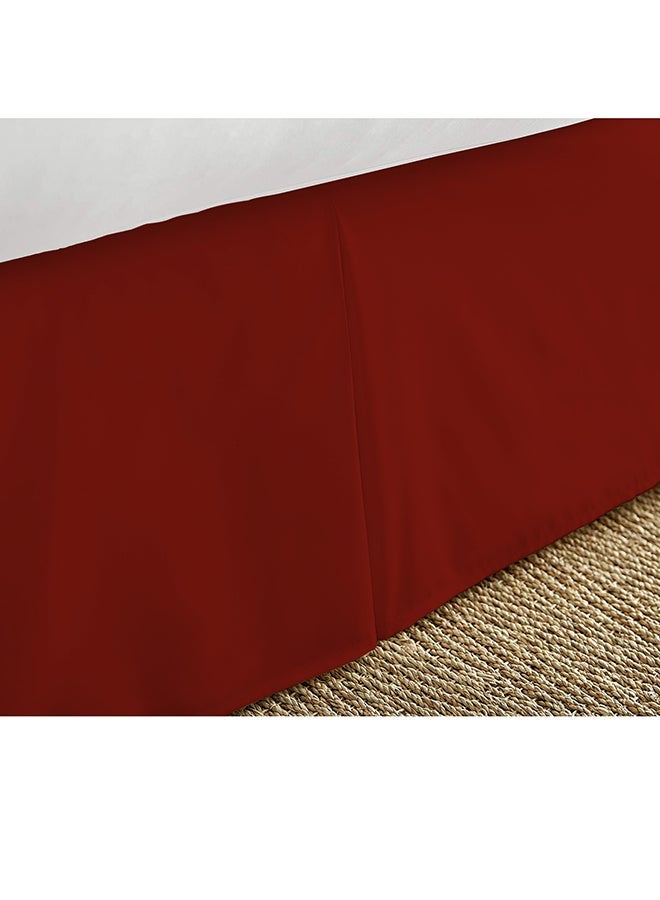 NIBEMINENT Solid Pleated Bed Skirt Satin Burgundy - Image 2