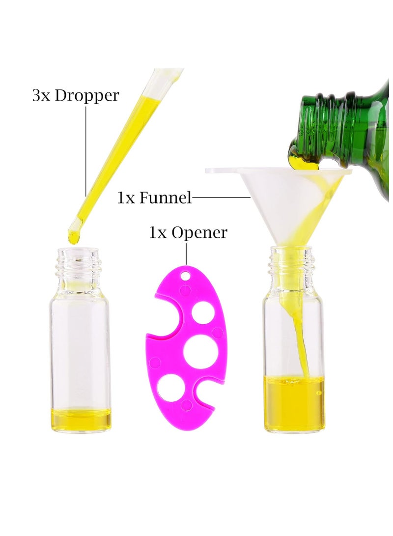 MaxMau Pack of 100,5ml Clear Glass Roll on Bottle Essential Oil Roller Bottles with Stainless Steel Roller Balls and Golden Painted Lids for Daily Aromatherapy Sample Test Travel - Image 3