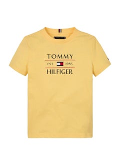 TOMMY HILFIGER Boys' Logo Crew Neck T-Shirt - Cotton, Yellow  - Image 1