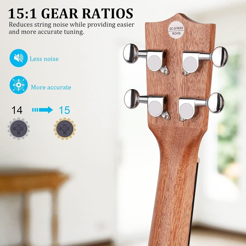 Hricane Ukulele Soprano 21inch Professional Ukeleles For Beginners Adults, Sapele Hawaiian Ukele UKS-1 with Gig Bag,Digital Tuner,Strap 4 Strings Set,Pick,Cleaning Cloth - Image 2
