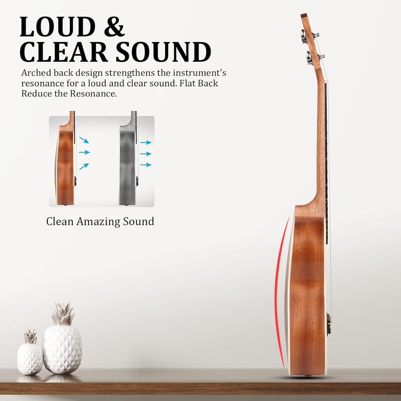 Hricane Ukulele Soprano 21inch Professional Ukeleles For Beginners Adults, Sapele Hawaiian Ukele UKS-1 with Gig Bag,Digital Tuner,Strap 4 Strings Set,Pick,Cleaning Cloth - Image 3