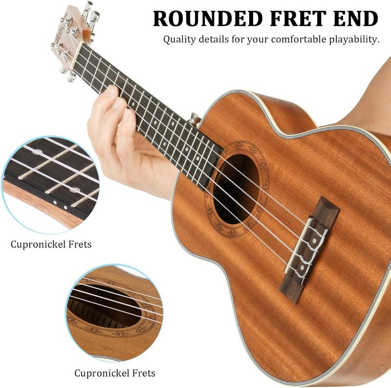 Hricane Ukulele Soprano 21inch Professional Ukeleles For Beginners Adults, Sapele Hawaiian Ukele UKS-1 with Gig Bag,Digital Tuner,Strap 4 Strings Set,Pick,Cleaning Cloth - Image 4
