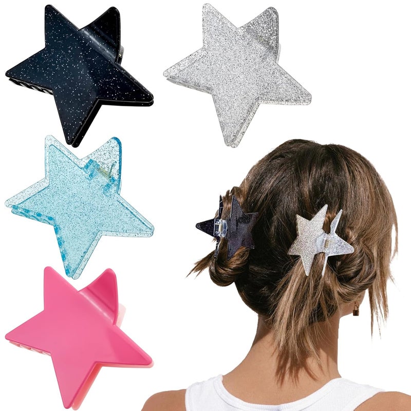 4 PACK Sparkling Hair Claws Clips  Fashionable Styling Accessories and Gift for Women and Girls