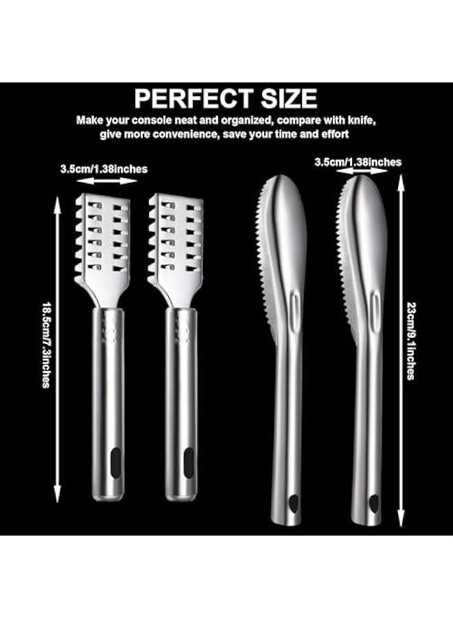 MOXO 4 Fish Scaler Remover Fish Scaler Brush Set Stainless Steel Sawtooth Scarper Remover with Ergonomic Handle for Kitchen Tool Faster and Easier Fish Scales Skin Removing Peeling - Image 2