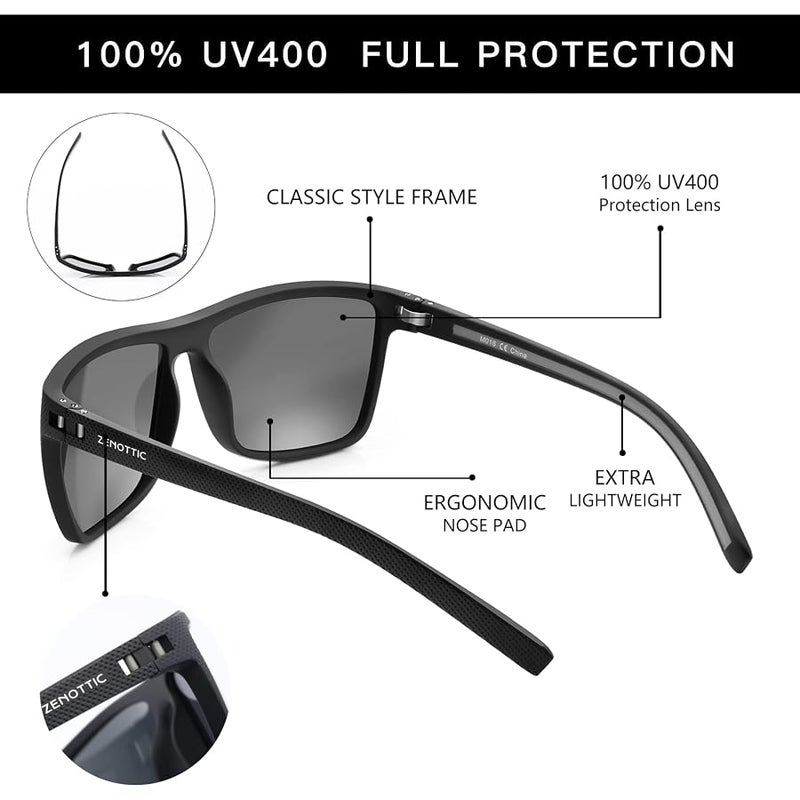 ZENOTTIC Polarized Sunglasses for Men Lightweight TR90 Frame UV400 Protection Square Sun Glasses - Image 4