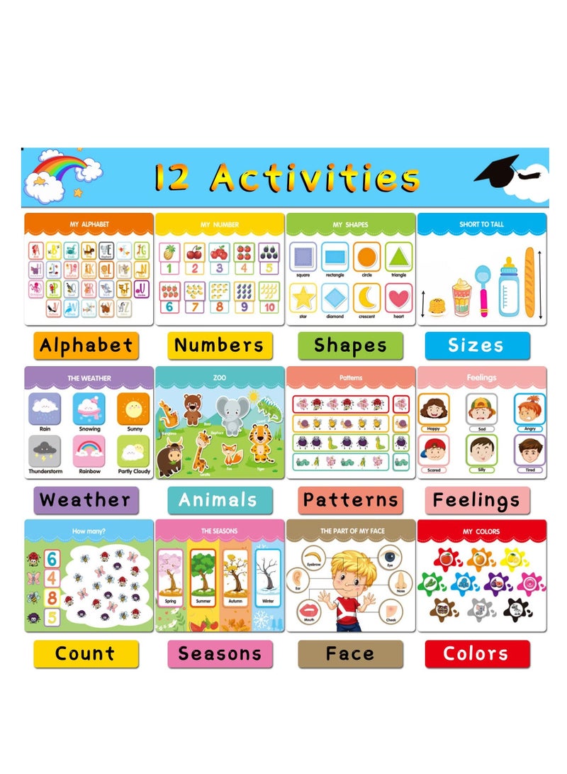 واي آند دي Busy Book for Kids, Kids Early Educational Learning Book, 12 Page Toddler Preschool Activity Binder and Toys, Montessori Sensory Books Boys Girls - Image 2