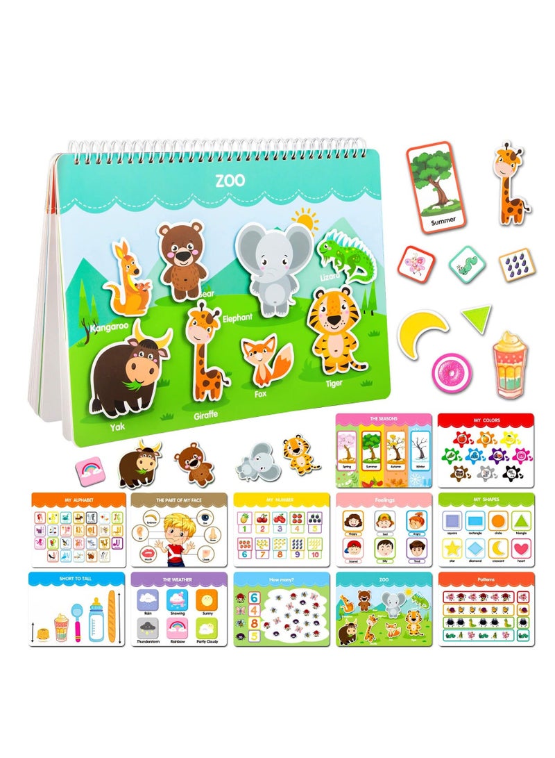 واي آند دي Busy Book for Kids, Kids Early Educational Learning Book, 12 Page Toddler Preschool Activity Binder and Toys, Montessori Sensory Books Boys Girls - Image 1