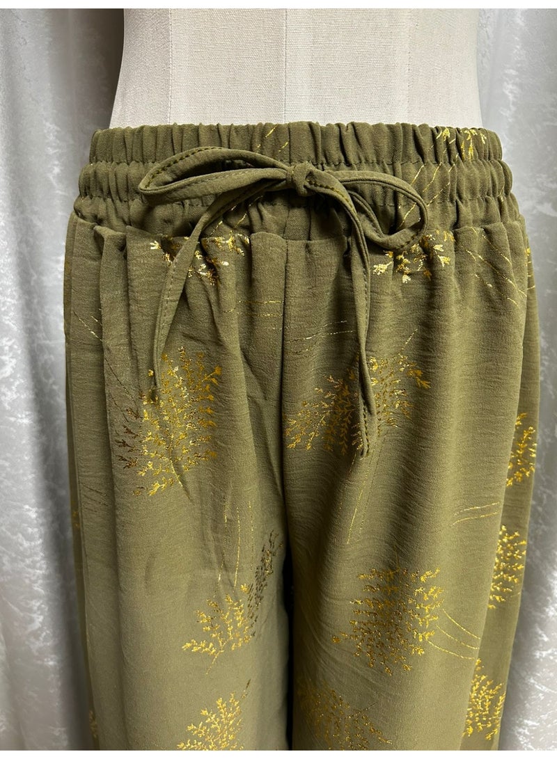 Women's Cotton Linen Summer Palazzo Pants Flowy Wide Leg Free Size - Image 3