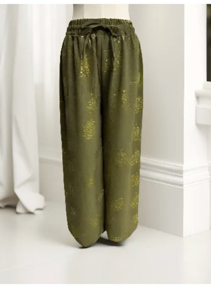 Women's Cotton Linen Summer Palazzo Pants Flowy Wide Leg Free Size - Image 1