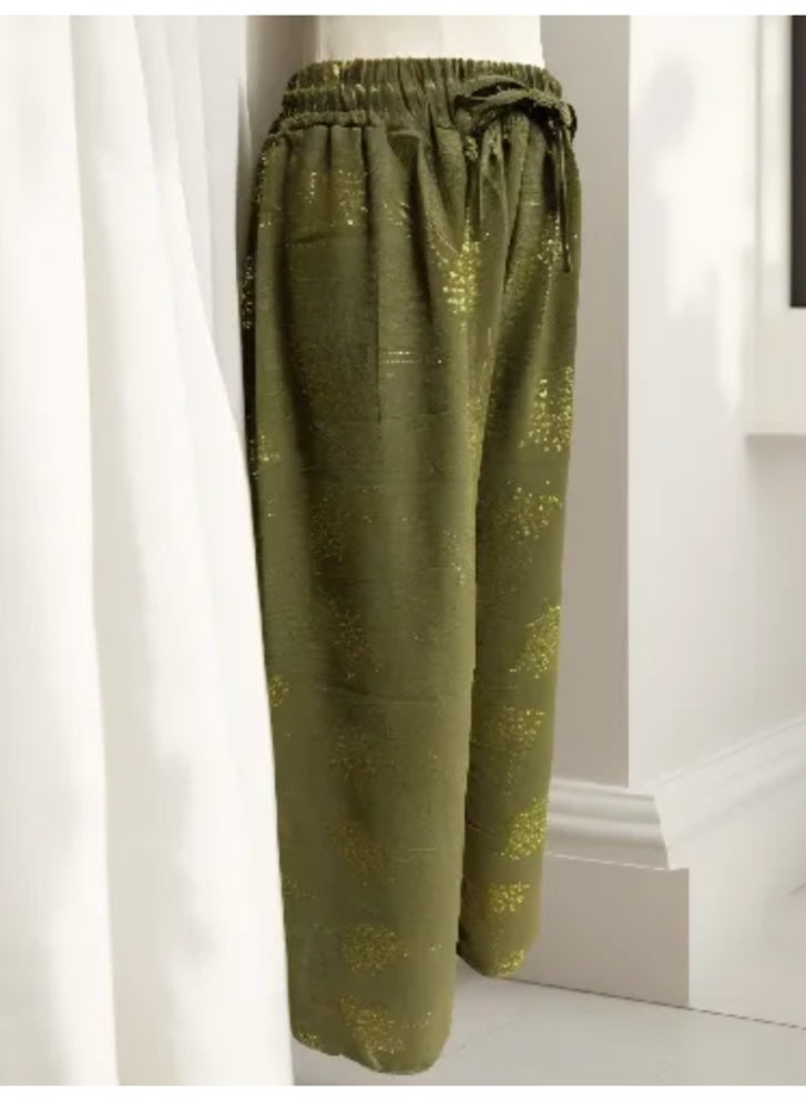 Women's Cotton Linen Summer Palazzo Pants Flowy Wide Leg Free Size - Image 2