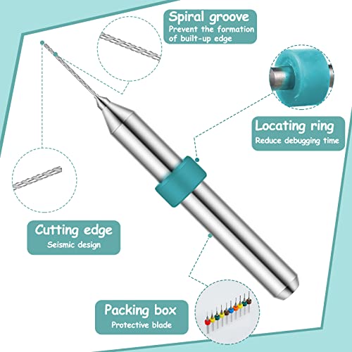 Lothee Shank Tungsten Carbide Micro Drill Bits Set, Tungsten Steel PCB Print Circuit Board Flute CNC Router Bits for Rough Stone Print Circuit Board Jewelry Engraving (30 Pcs, 0.1-1.0 mm) - Image 3