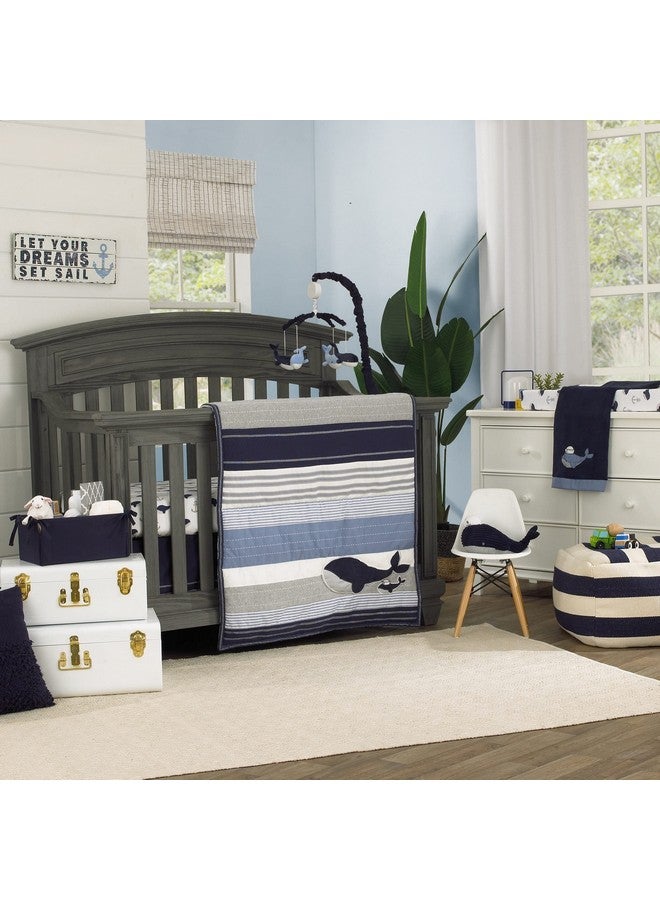 NoJo Nantucket Adventure Super Soft White And Blue Whale And Anchor Changing Pad Cover - Image 4